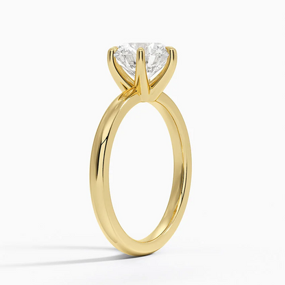 14K Solid Gold Classic 6-Prong Round Brilliant Lab Grown Diamond Ring (Custom Handmade)