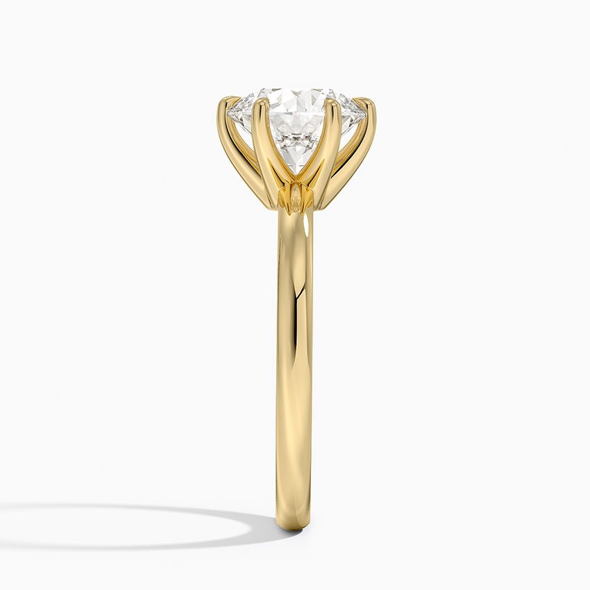 14K Solid Gold Classic 6-Prong Round Brilliant Lab Grown Diamond Ring (Custom Handmade)