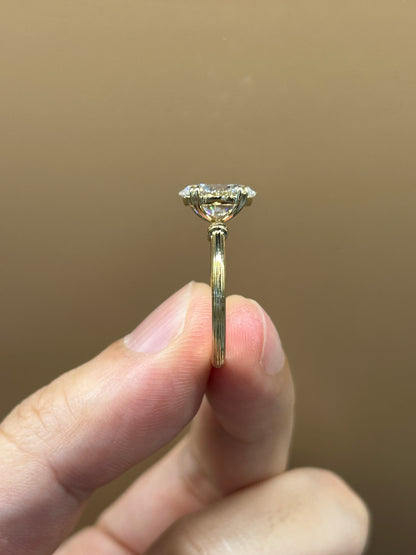 Oval- 002|Oval Lab Grown Diamond Ring| Unique Roman Column Fluted Band|Vintage Solitaire Bridal Jewelry