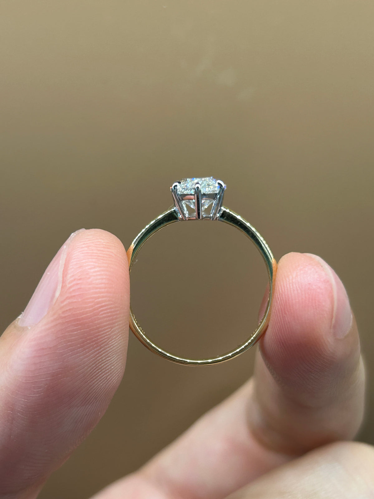Marquise-001 |Two Tone Marquise Lab Diamond Engagement Ring| 6-Prong White Gold Head & Yellow Gold Band 6-Prong White Gold Head & Yellow Gold Band
